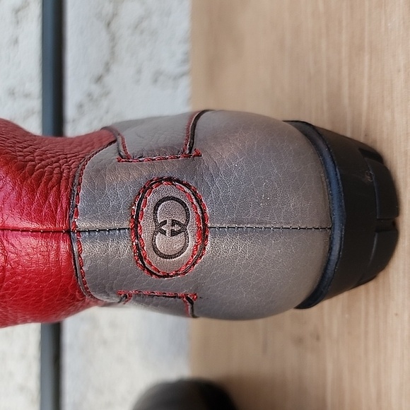 Authentic Gucci Vintage Red and Gray Pebbled Leather Boots Size 40B - Picture 5 of 14
